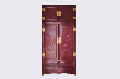 黄浦高端中式家居装修深红色纯实木衣柜