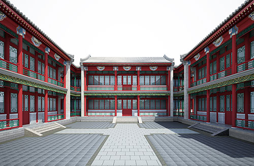 黄浦北京四合院设计古建筑鸟瞰图展示