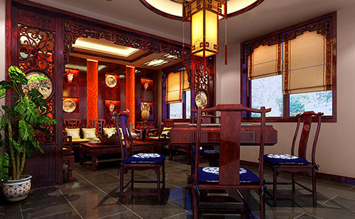 黄浦古典中式风格茶楼包间设计装修效果图